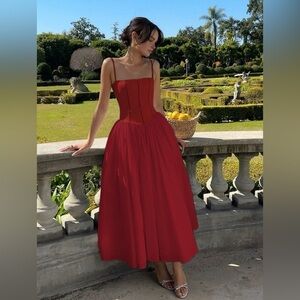 Commense red peplum waist dress